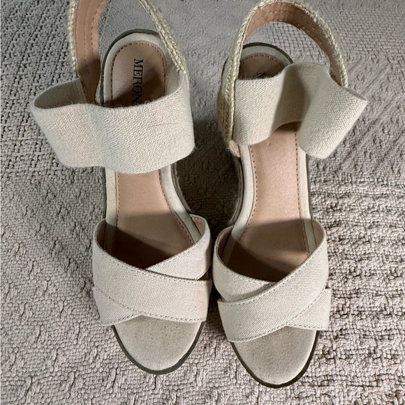 Merona Beige Wedge Sandals – Size 7 – Gently Used espadrilles - Picture 2 of 5